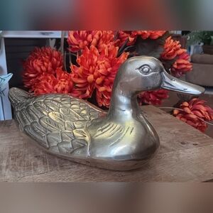 Large Vintage Brass Duck